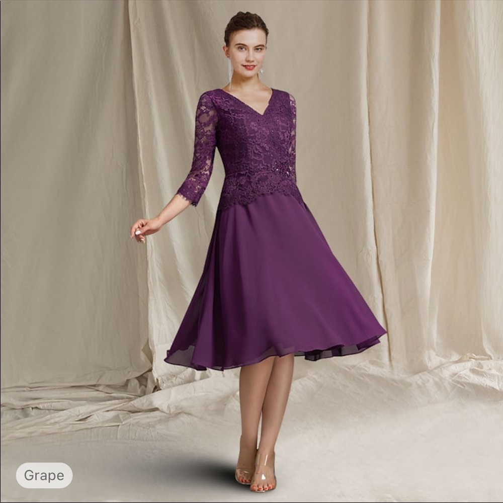 MOB Dress. LanTing Bride. Sold as size 12; fits like an 8/10. Burgundy. - Picture 6 of 7